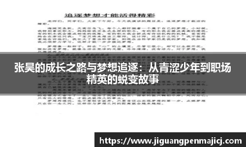 张昊的成长之路与梦想追逐：从青涩少年到职场精英的蜕变故事